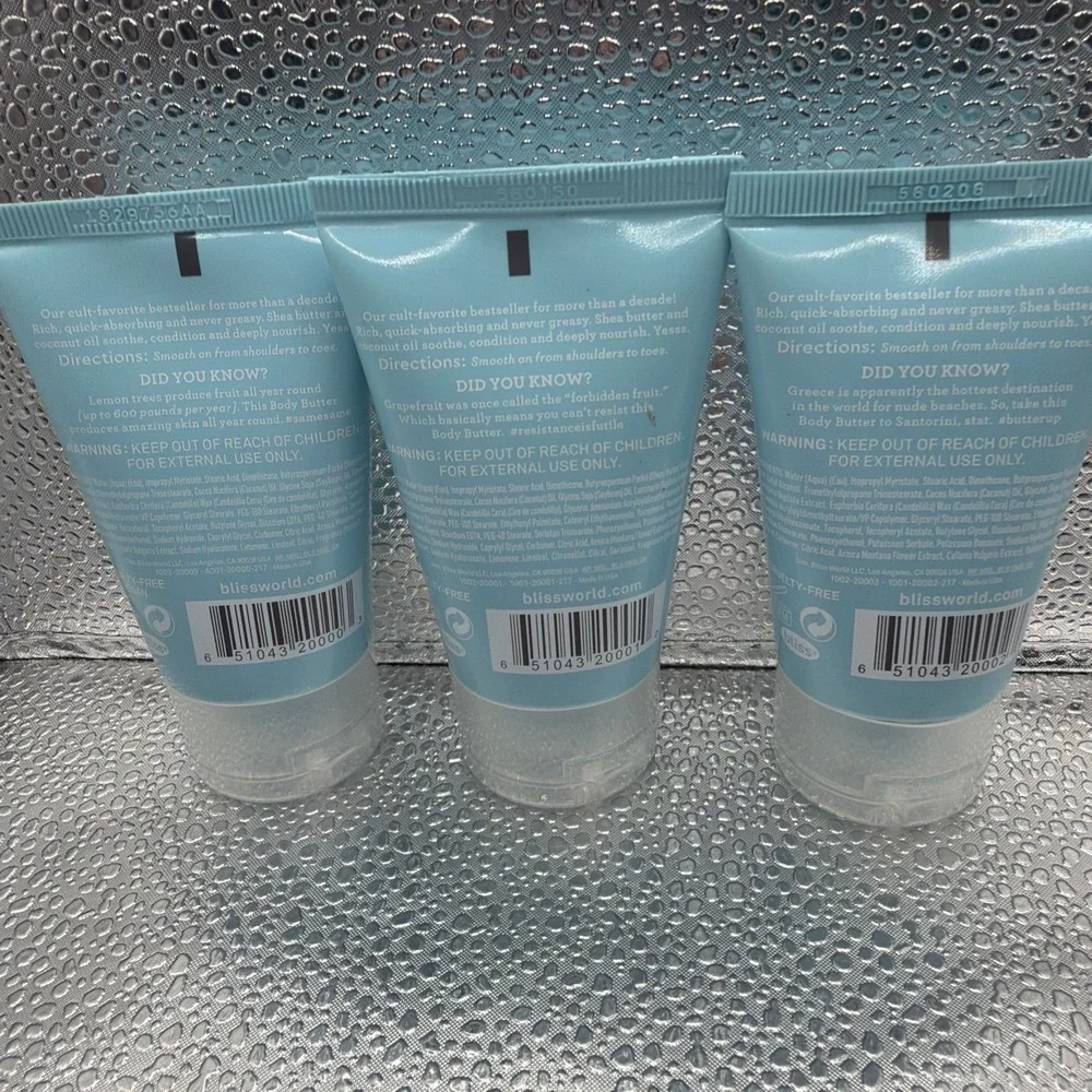 Lot of (3) BLISS Lemon Sage, Grapefruit Aloe Naked Body Butter - 1.7 Oz‎ Each